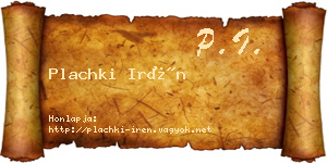 Plachki Irén névjegykártya